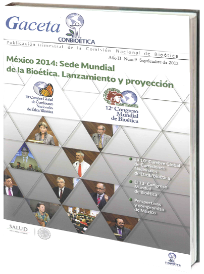 Portada de Gaceta CONBIOÉTICA. México 2014: Sede mundial de la bioética. Lanzamiento y proyección