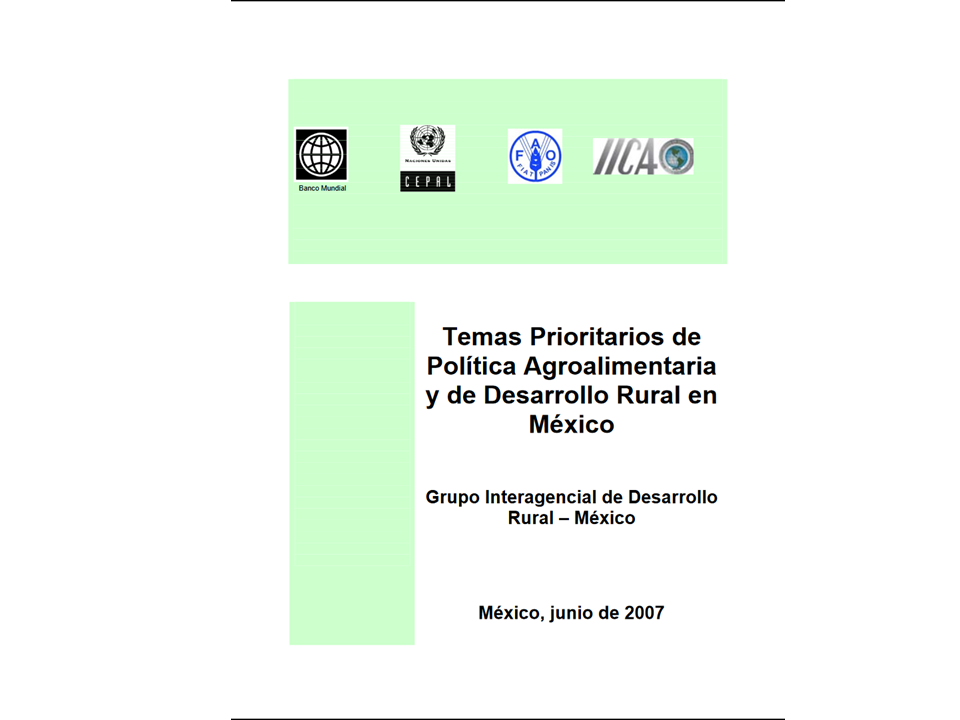 Portada de Temas prioritarios de política agroalimentaria y de desarrollo rural en México 