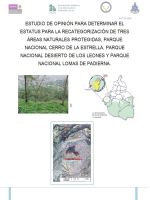 Portada de Estudio de opinión para determinar el estatus para la recategorización de tres Áreas Naturales Protegidas, Parque Nacional Cerro de la Estrella, Parque Nacional Desierto de los Leones y Parque Nacional Lomas de Padierna