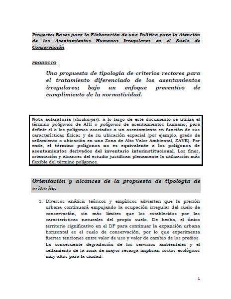 Portada de Bases para la elaboración de una política para la atención de los asentamientos humanos irregulares en el suelo de conservación