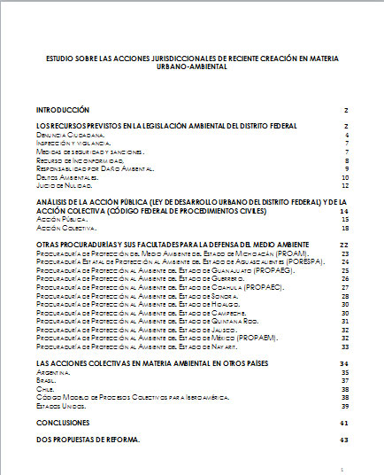 Portada de Estudio sobre las acciones jurisdiccionales de reciente creación en materia urbano-ambiental