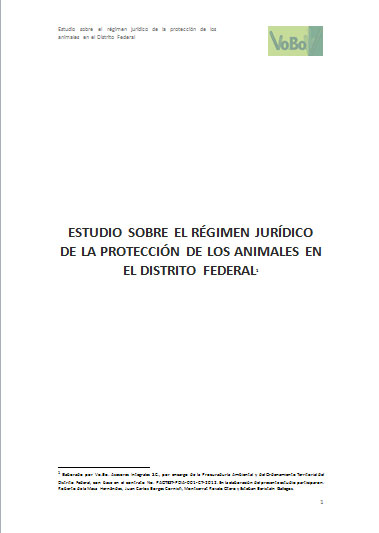 Portada de Estudio sobre el régimen jurídico de la protección de los animales en el Distrito Federal 